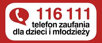 Baner informacyjny zawierający telefon zaufania dla dzieci i młodzieży - 116 111.